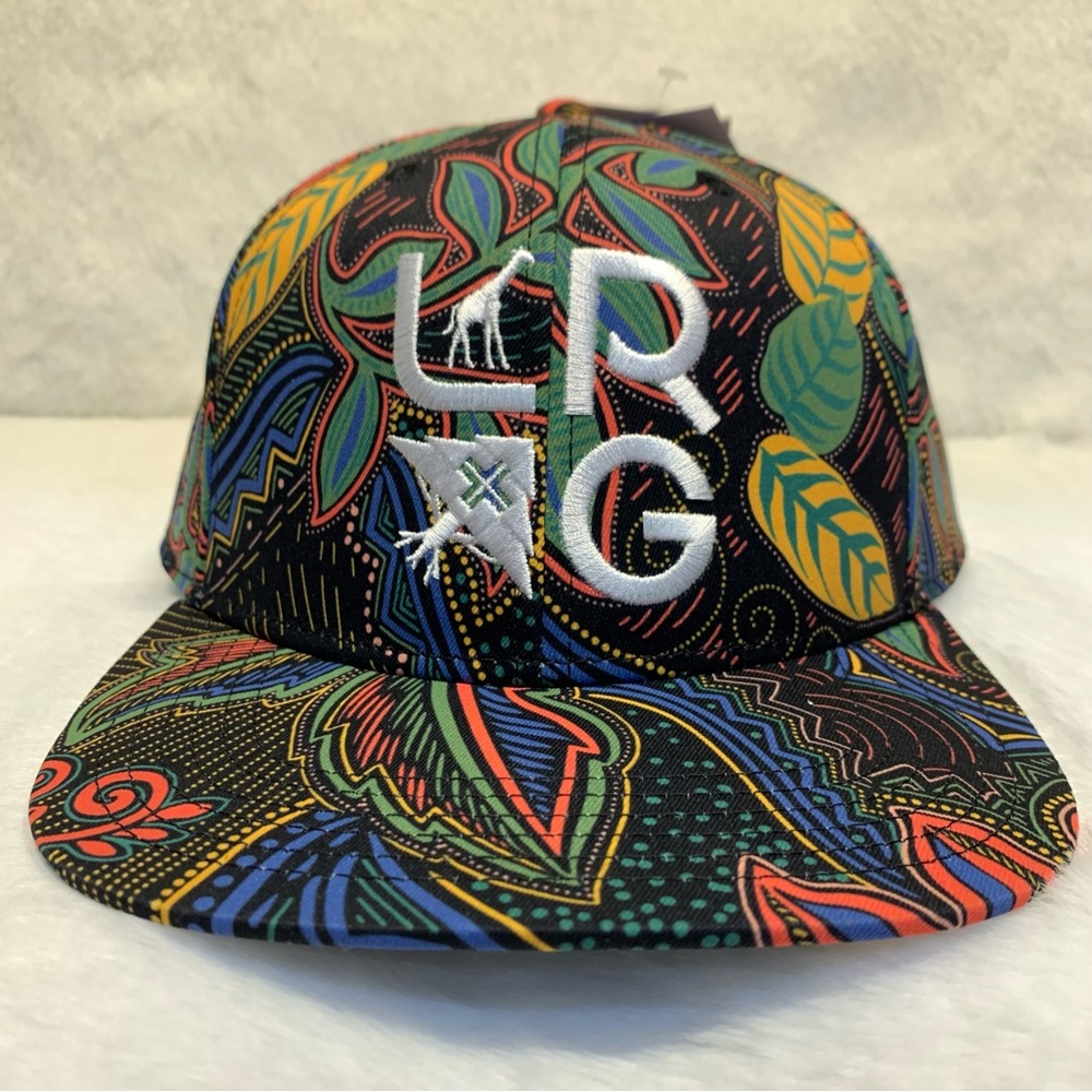 Lifted Research Group LRG Stacked Logo Adjustable Snapback Hat Tropical OSFM NWT